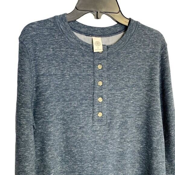 Levi's Men's Thermal Long Sleeve 5 Button Classic Fit Henley Blue Gray Shirt Med - Picture 2 of 7